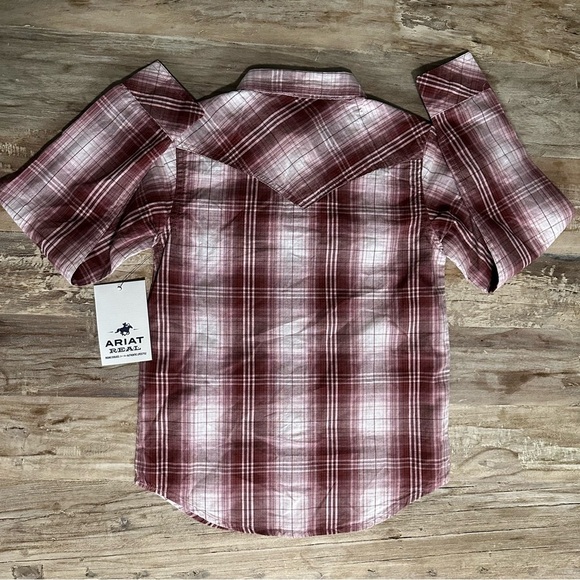 Ariat Girls' REAL Plaid Long Sleeve Shirt Russet Plaid SZ XS 7 Cowgirl NWT - Picture 6 of 7